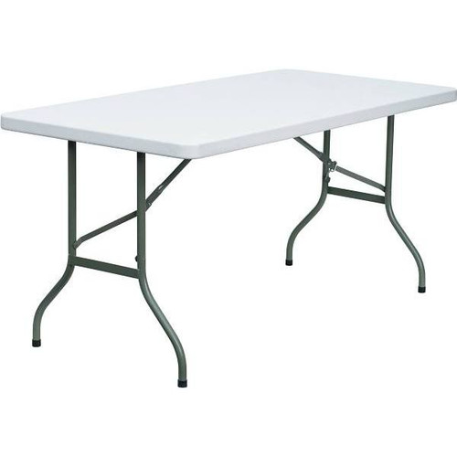 Carnegy Avenue # Dadycz152 60 In. Plastic Tabletop Metal Frame Folding Table (Granite White)