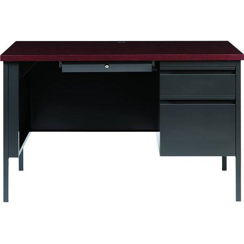 Hirsh , 48 In. X 30 In.commercial 3-Drawer Executive Desk (Charcoal) (Mahogany)
