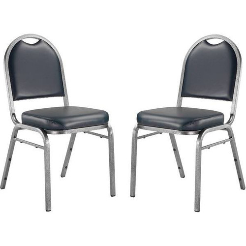 National Public Seating Vinyl Stack Chair With Silver Frame (2-Pack) (Midnight Blue)