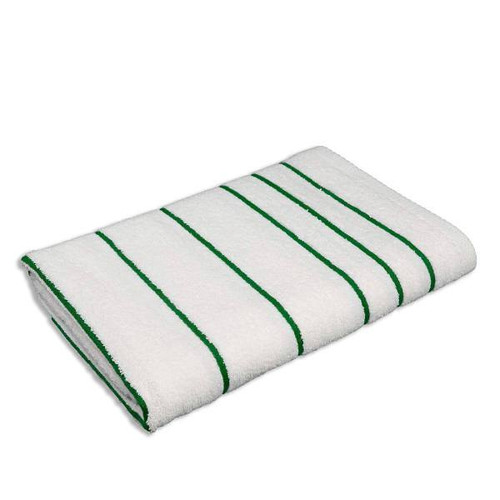 Martex Resort Pool Towel Collection White/Green Stripe Case Of 36