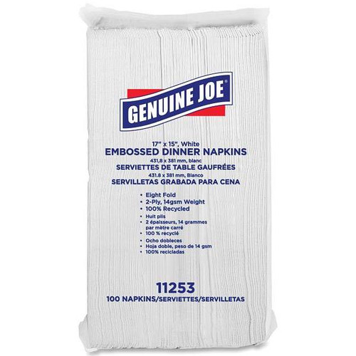 Genuine Joe Embossed Dinner Napkins Case Of 30