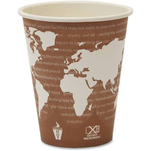 Eco-Products 8 Oz. Plum World Art Compostable Hot Drink Cups (1000-Case)