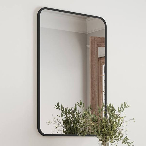 Design House Isla Rounded Corner Wall Mirror With Black Frame, 36" By 24"