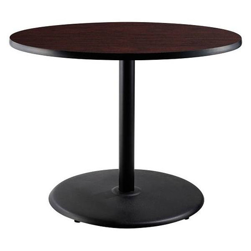 National Public Seating 36"R Cafe Table 30"H Round Base Mahogany Top Black Frame