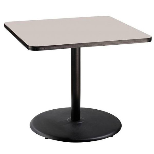 National Public Seating 36"Sq Cafe Table 30"H Round Base Grey Top Black Frame