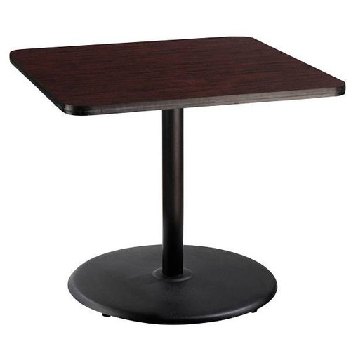 National Public Seating 36"Sq Cafe Table 30"H Rd Base Mahogany Top Black Frame
