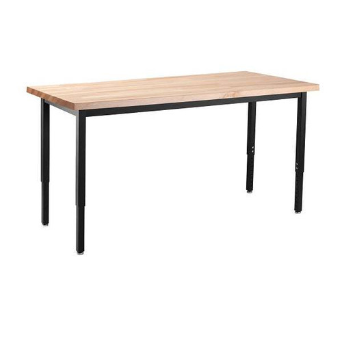National Public Seating Adjust Steel Table 30 X 60 Butcherblock Top Black Frame