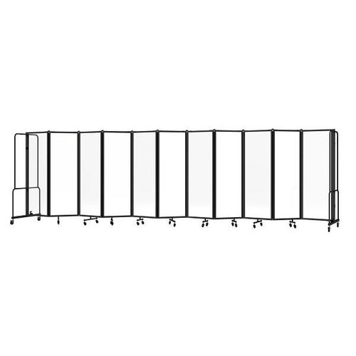 National Public Seating Room Divider 6'H 11 Sections Clear Acrylic Panels