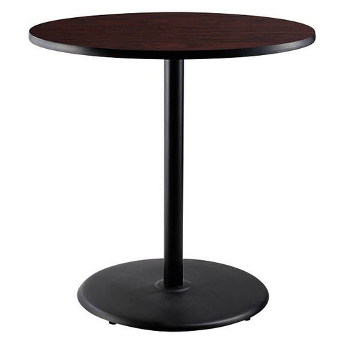 National Public Seating 36"R Cafe Table 42"H Round Base Mahogany Top Black Frame