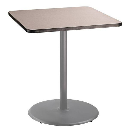 National Public Seating 36"Sq Cafe Table 42"H Round Base Grey Top Grey Frame