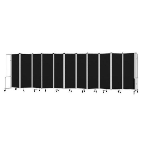 National Public Seating Room Divider 6'H 11 Sections Black Panels And Grey