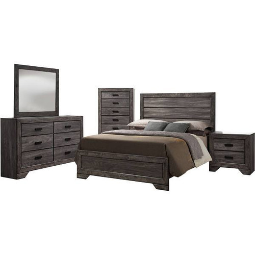Hanover Bramble Hill 5-Piece Bedroom Set, King-Size Bed Frame, Weathered Gray