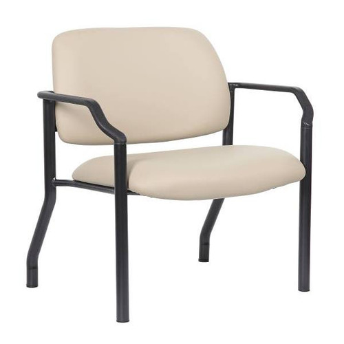 Boss Office Products Heavy Duty Bge/Blk And Comfortable Mid Back Guest Chair