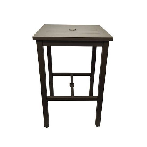 Grosfillex 42x28 Sigma Bar Height Table, 100% Aluminum, Fusion Bronze