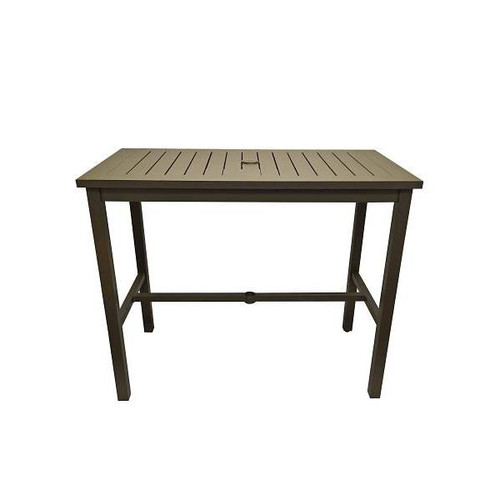 Grosfillex 51x28 Sigma Bar Height Table, 100% Aluminum, Fusion Bronze