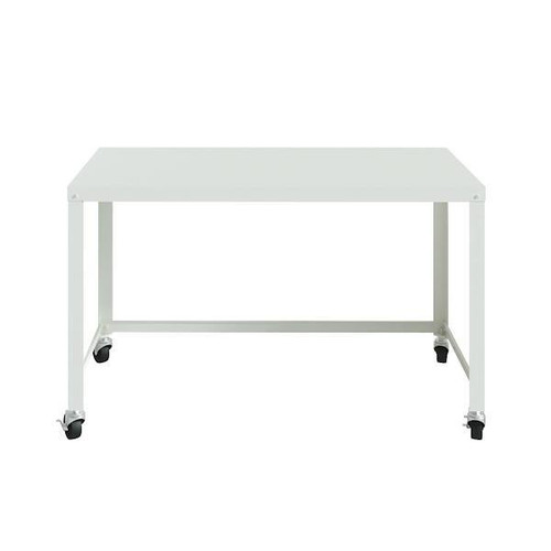 Hirsh Ready-To-Assemble 48-Inch Wide Mobile Metal Desk For Home Office White