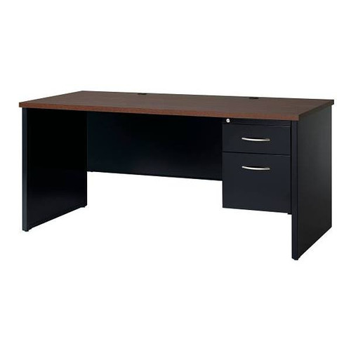 Hirsh Executive Modular Right-Hand Single Pedestal Desk 30"Dx66"W Black/Walnut