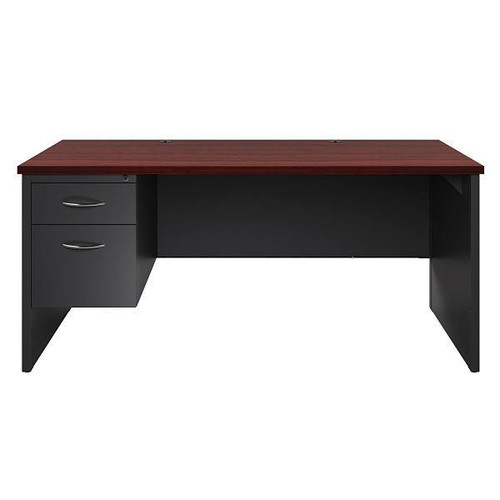 Hirsh Executive Modular Left-Hand Sngl Pedestal Desk 30"Dx66"W Charcoal/Mahogany