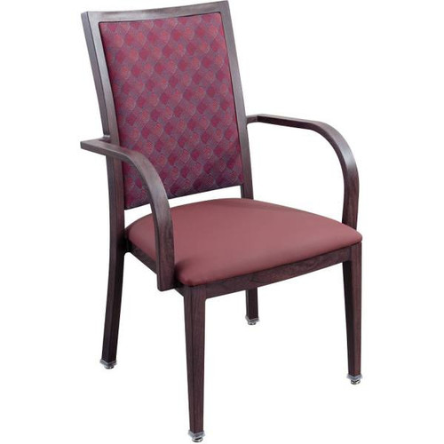 Medacure Dining Arm Chair With Red Vinyl Seat And Red Square Back