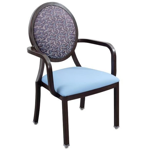 Dining Armchair Light Blue Seat Round Back