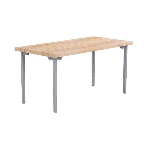 National Public Seating Adjust Height Utility Table With Butcherblock, 30x60