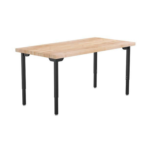 National Public Seating Adjustable Height Utility Table With Butcherblock, 30x72