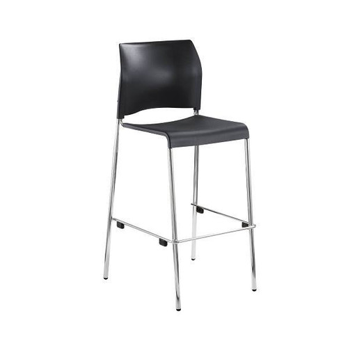 National Public Seating Cafetorium Bar Stool, Plastic Seat, Charcoal