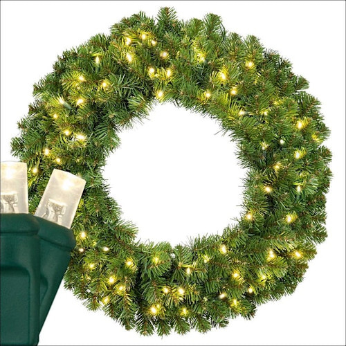 Wintergreen Lighting 30" Sequoia Fir Prelit LED Wreath, 100 Warm White