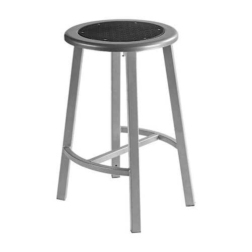 National Public Seating 24-In Titan Stool Black Steel Seat Grey Frame