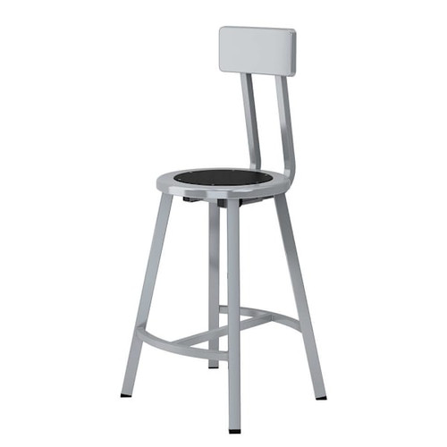 National Public Seating 24" Titan Stool Black Steel Seat And Backrest Grey Frame