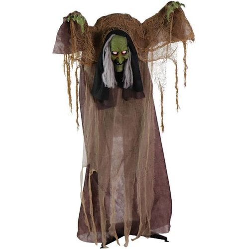 Haunted Hill Farm 4'9" Animatronic Talking Hunchback Swamp Witch With Lights