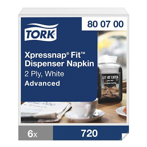 Tork Xpressnap Fit White Dispenser Napkin N14, Compostable 2-Ply, Case Of 36