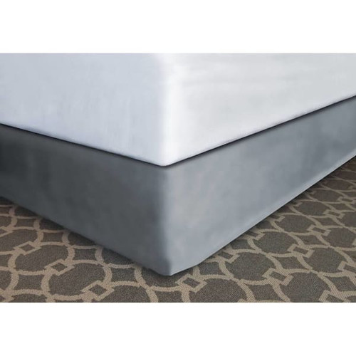 Mattress Safe Modern-Fit Bed Skirt Soft Pewter Polyester Qn 60x80x12" Case Of 12