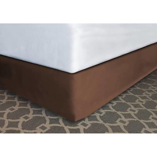 Mattress Safe Modern-Fit Bed Skirt Espresso Polyester Full 54x80x14" Case Of 12