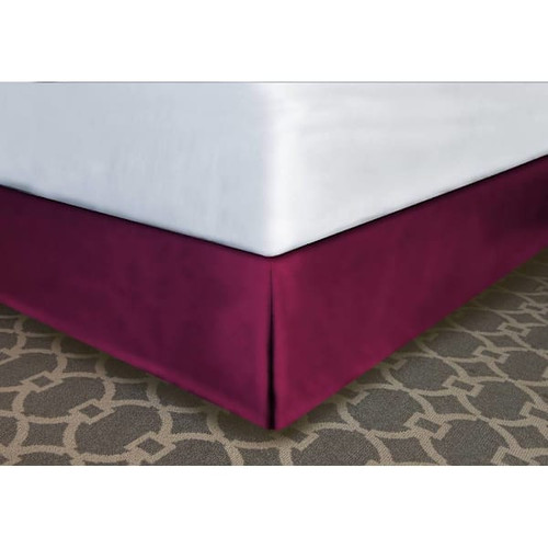 Mattress Safe Pleated Bed Skirt Bordeaux Polyester Full XL 54x80x14" Case Of 12