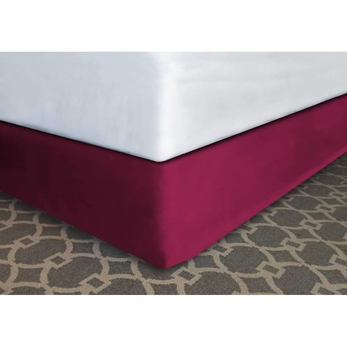 Mattress Safe Modern-Fit Bed Skirt Bordeaux Polyester K 76x80x14" Case Of 12