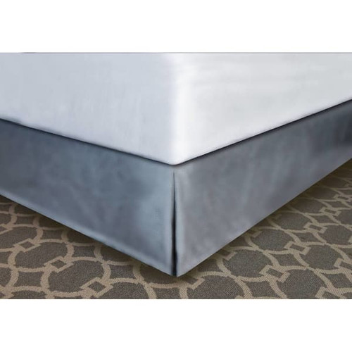 Mattress Safe Pleated Bed Skirt Soft Pewter Polyester K 76x80x14" Case Of 12