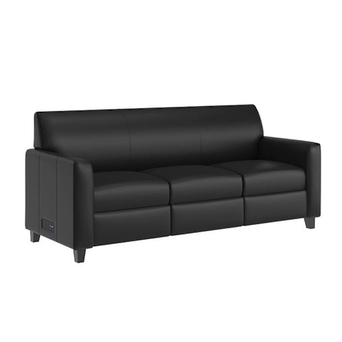 Flash Furniture Agent Black Leathersoft Reception Sofa With Charging Banks