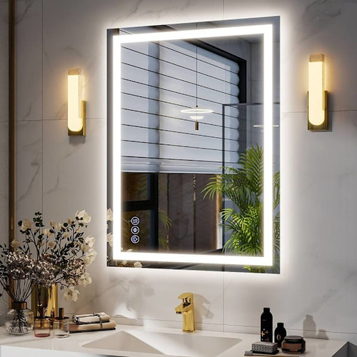 Easly 28" W X 36" H LED Light Anti-Fog Rectangular Frameless Wall Vanity Mirror