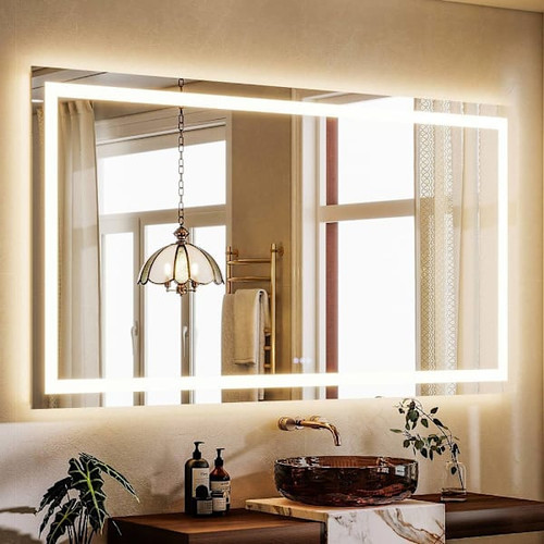 Easly 36" W X 72" H LED Light Anti-Fog Rectangular Frameless Wall Vanity Mirror