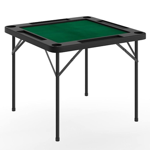 Flash Furniture Silas 34.5" Sq. 4-Player Black Folding Game Table W/Cup Holders