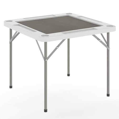 Flash Furniture Silas 34.5" Sq. 4-Player White Folding Game Table W/Cup Holders