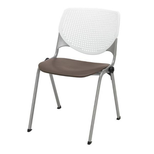 Kfi Seating Kool Stack Chair, White Back, Brownstone Seat