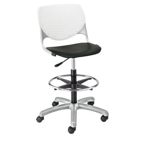 Kfi Seating Kool Drafting Stool, White Back, Black Seat