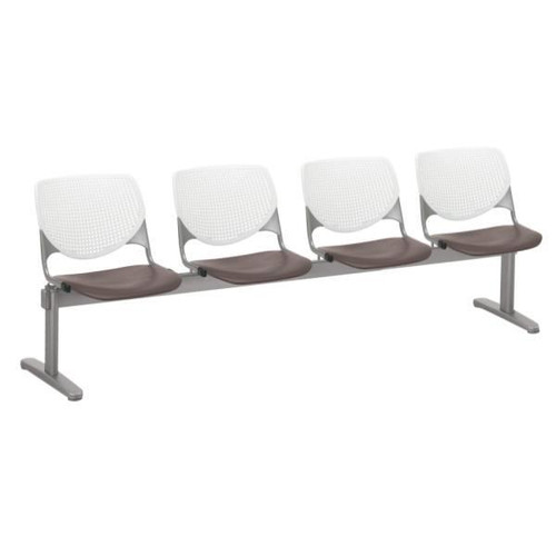 Kfi Seating Kool 4-Seat Reception Bench, White Backs, Brownstone Seats