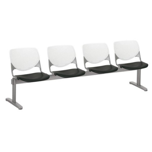 Kfi Seating Kool 4-Seat Reception Bench, White Backs, Black Seats