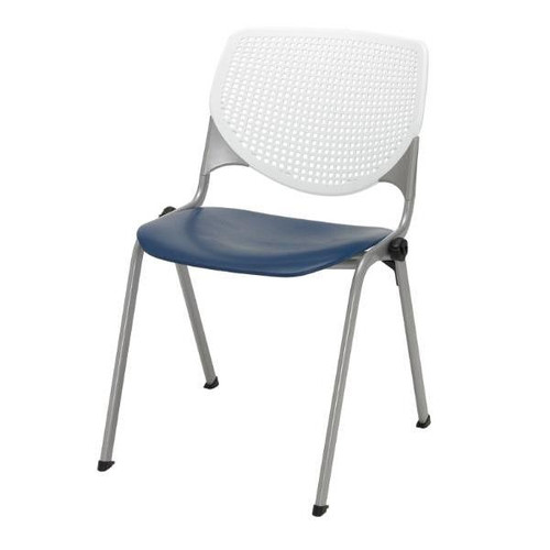 Kfi Seating Kool Stack Chair, White Back, Navy Seat
