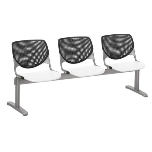 Kfi Seating Kool 3-Seat Reception Bench, Black Backs, White Seats
