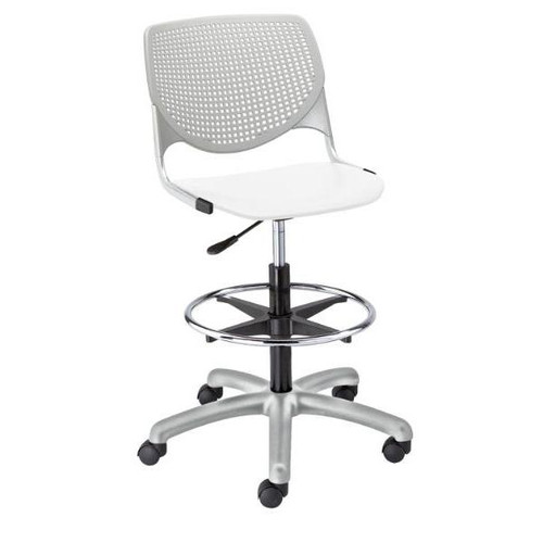 Kfi Seating Kool Drafting Stool, Light Grey Back, White Seat