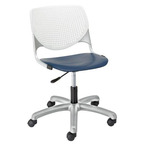 Kfi Seating Kool Computer Chair, White Back, Navy Seat